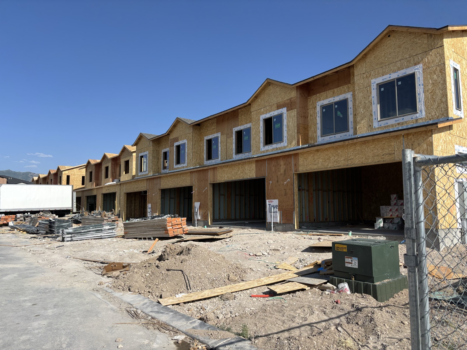 Townhomes under construction in the Salt Lake Valley